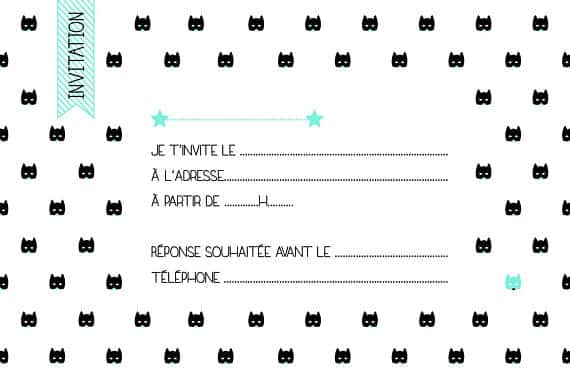 Invitations Anniversaire Enfant Chat Noir 8 Exemplaires