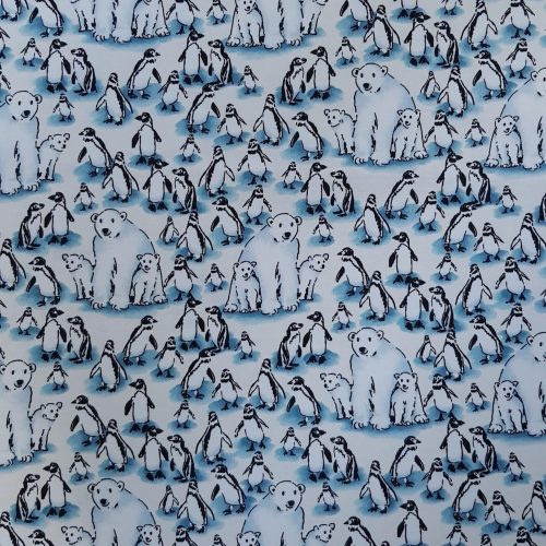 tissu bleu et blanc motifs ours polaires