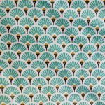 tissu vert à motifs éventail