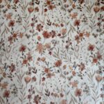 tissu fleurs rouge orange gris