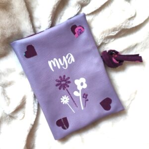 protege carnet de santé personnalisé simili mauve prénom